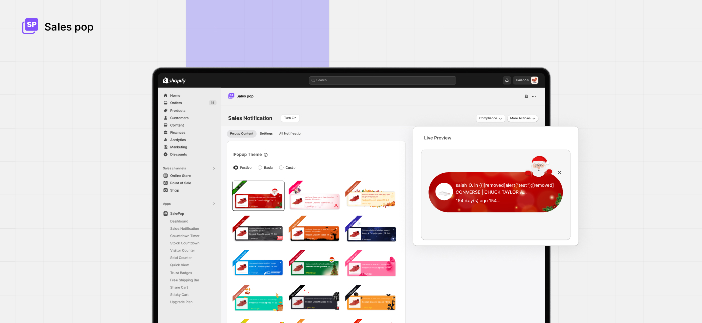SP Sales Pop up Social Proof dashboard