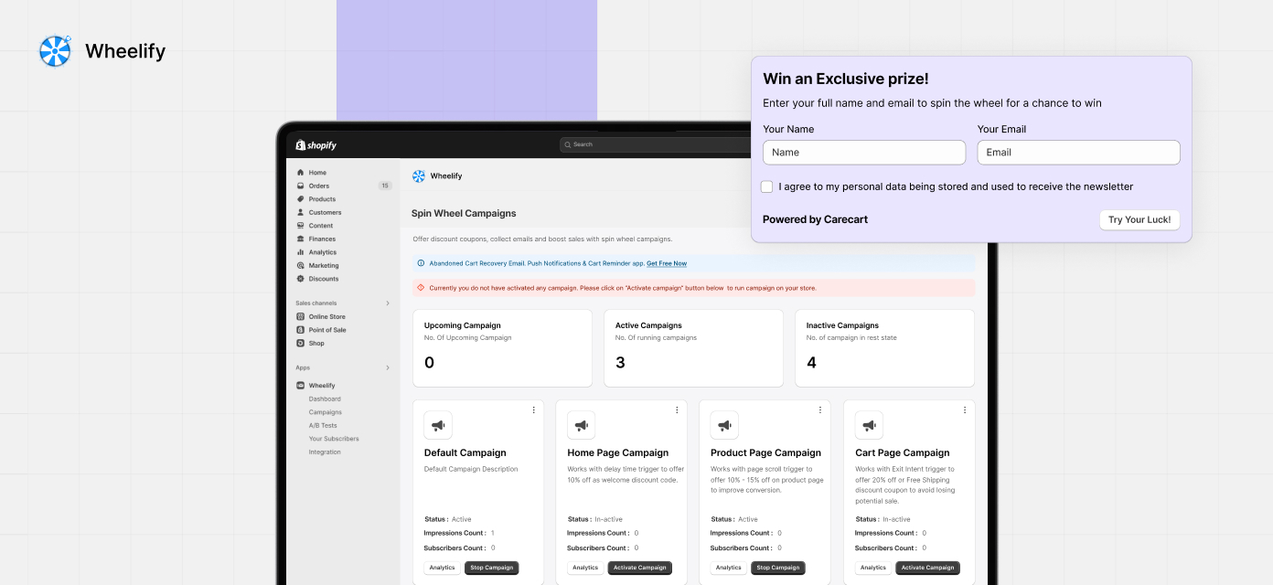 Wheelify campaign dashboard