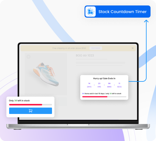 TimexBar stock countdown bar and sale timer displayed on a Shopify product page