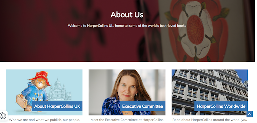 The HarperCollins UK Shopify storefront, showing the publisher's curated book collections