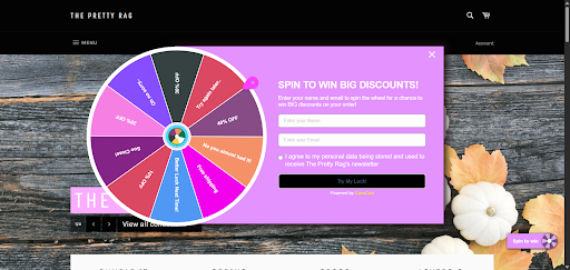 The Pretty Rag case study — Wheelify campaign reporting dashboard for the fashion brand's Shopify store